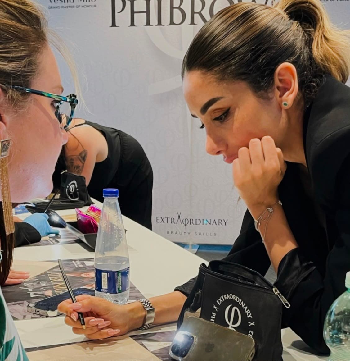 Amira Bechini at a PhiBrows training table
