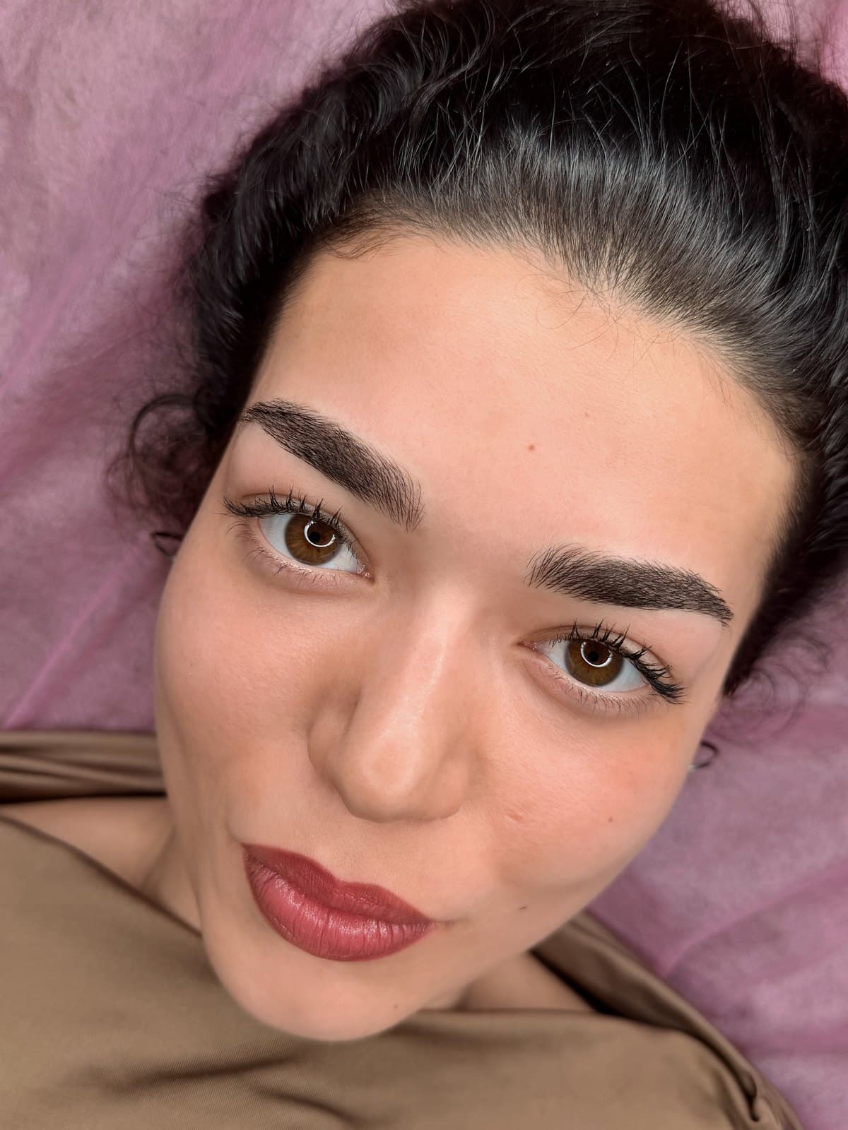 Client portrait showing a finished Microblading result.